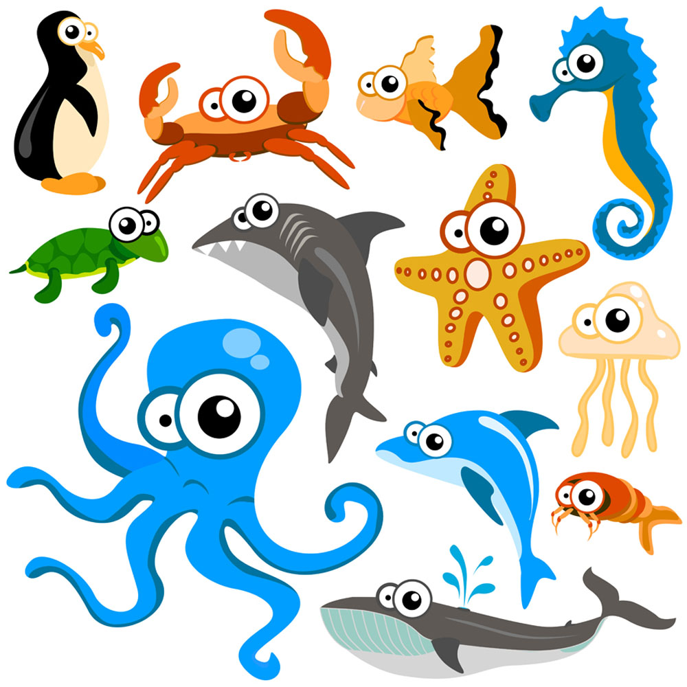 卡通海底动物矢量图片 图片id 水中生物 生物世界 矢量素材 素材宝scbao Com