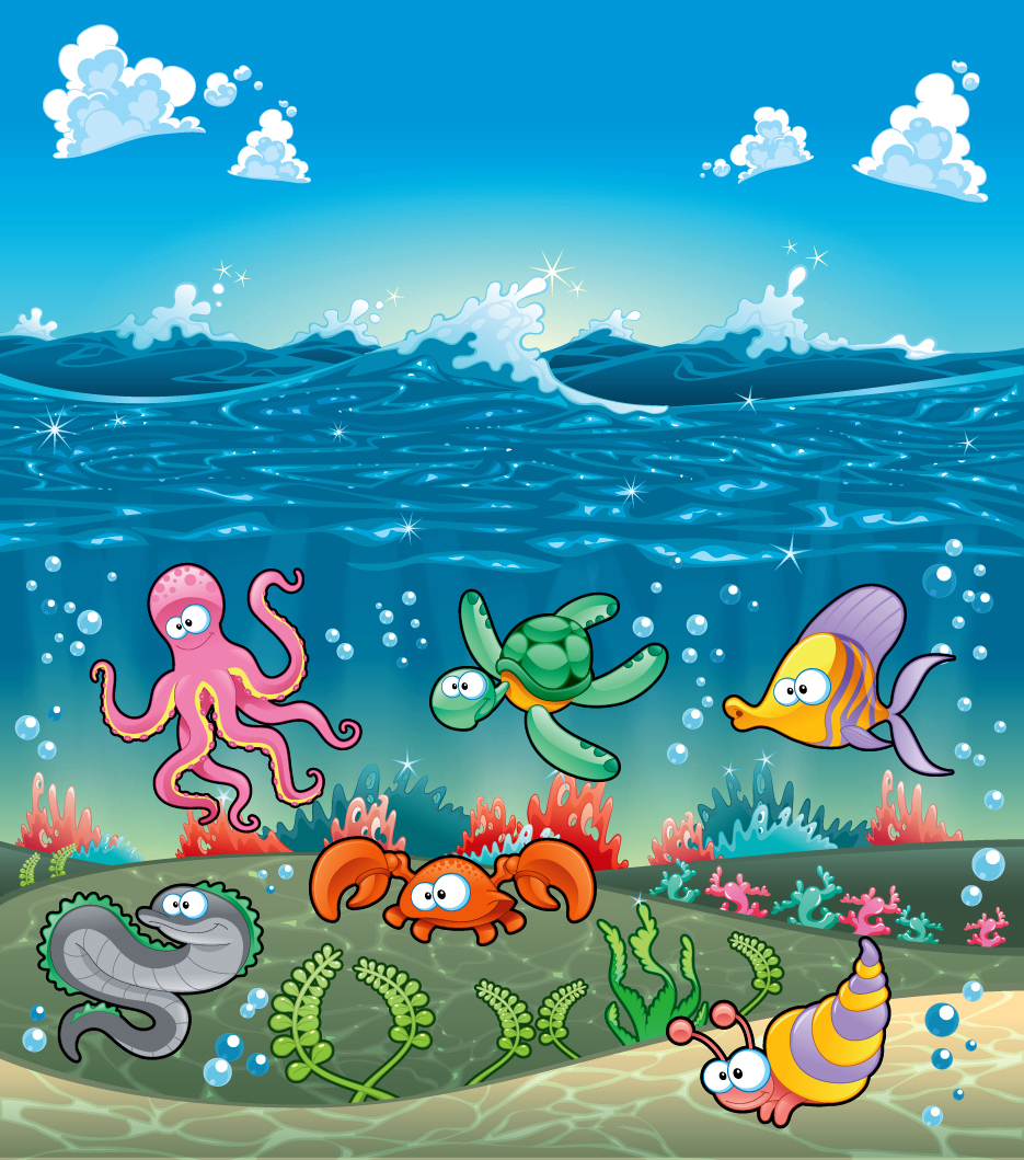 海底动物插画