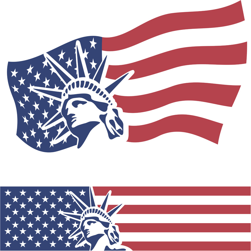 自由女神像与美国国旗矢量图片 图片id 其他 底纹边框 矢量素材 素材宝scbao Com