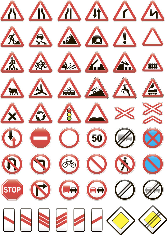 施工安全标志与道路标识矢量图片 图片id 公共标志 标志图标 矢量素材 素材宝scbao Com